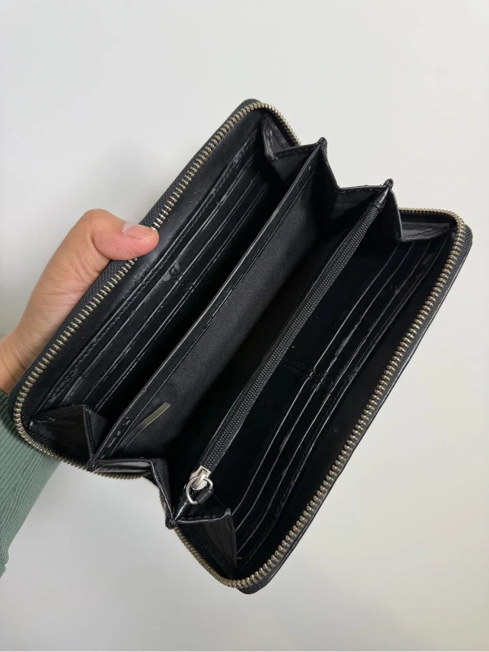 Coach Signature Black Zip Around Wallet | Canvas & Leather | Long Wallet